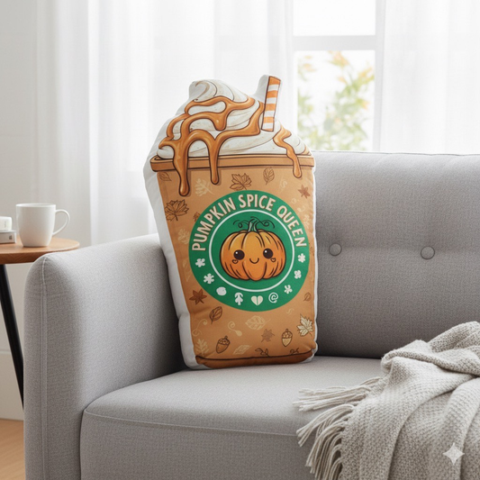 JUMBO 27 inch Pillow- Pumpkin Spice Queen Funny Design